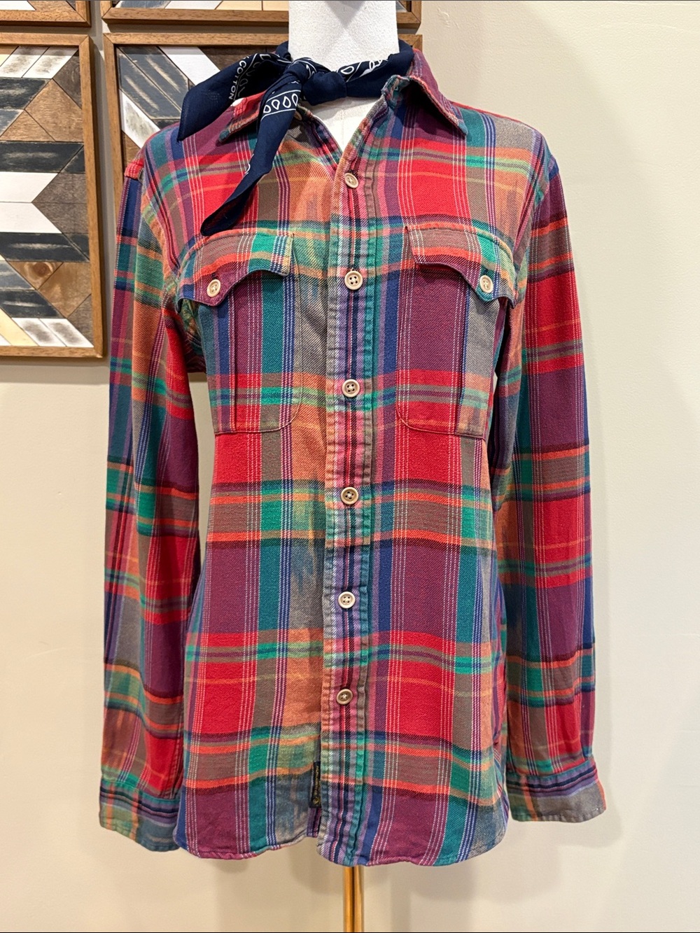 Vintage Polo Ralph Lauren Plaid Flannel Button Down Shirt Unisex Small